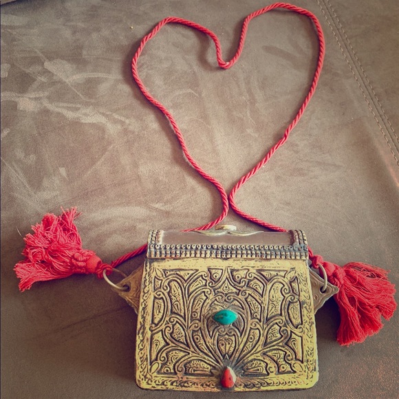 VINTAGE Morocco Copper/Brass Carved Metal Purse - Picture 3 of 8